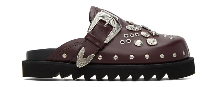 Toga Virilis 'Burgundy' Studded Slippers