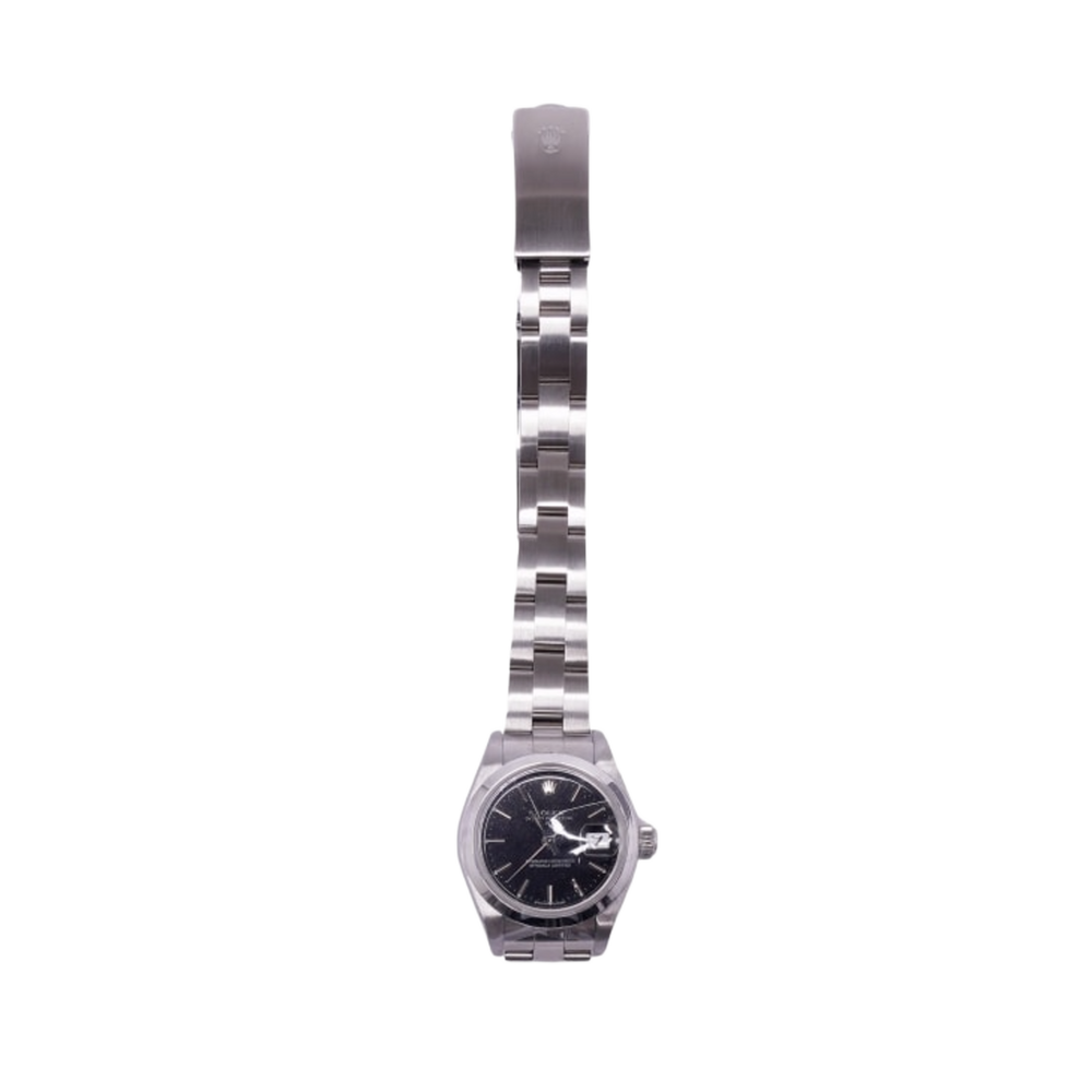 Rolex Datejust 'Black Dial' 26 Smooth Bezel Stainless Steel Oyster Bracelet Ladies Watch 69160