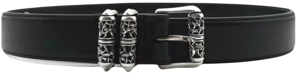 Chrome Hearts 'Double Roller' Black Leather Belt