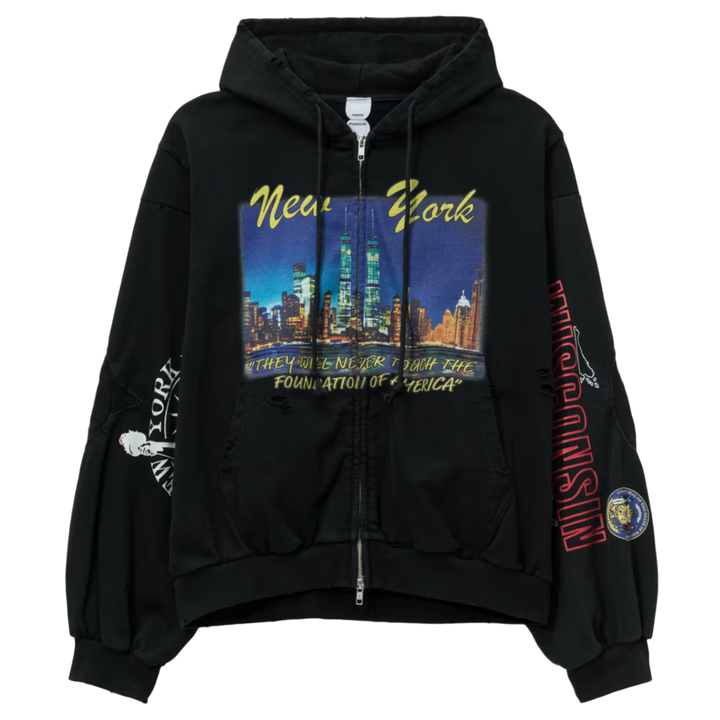 Protocol Index 'NYC Blackout' Reconstructed Zip Up Hoodie