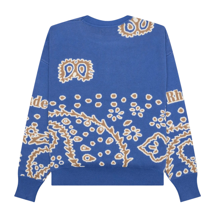 Rhude 'Bandana Knit' Light Blue Crewneck