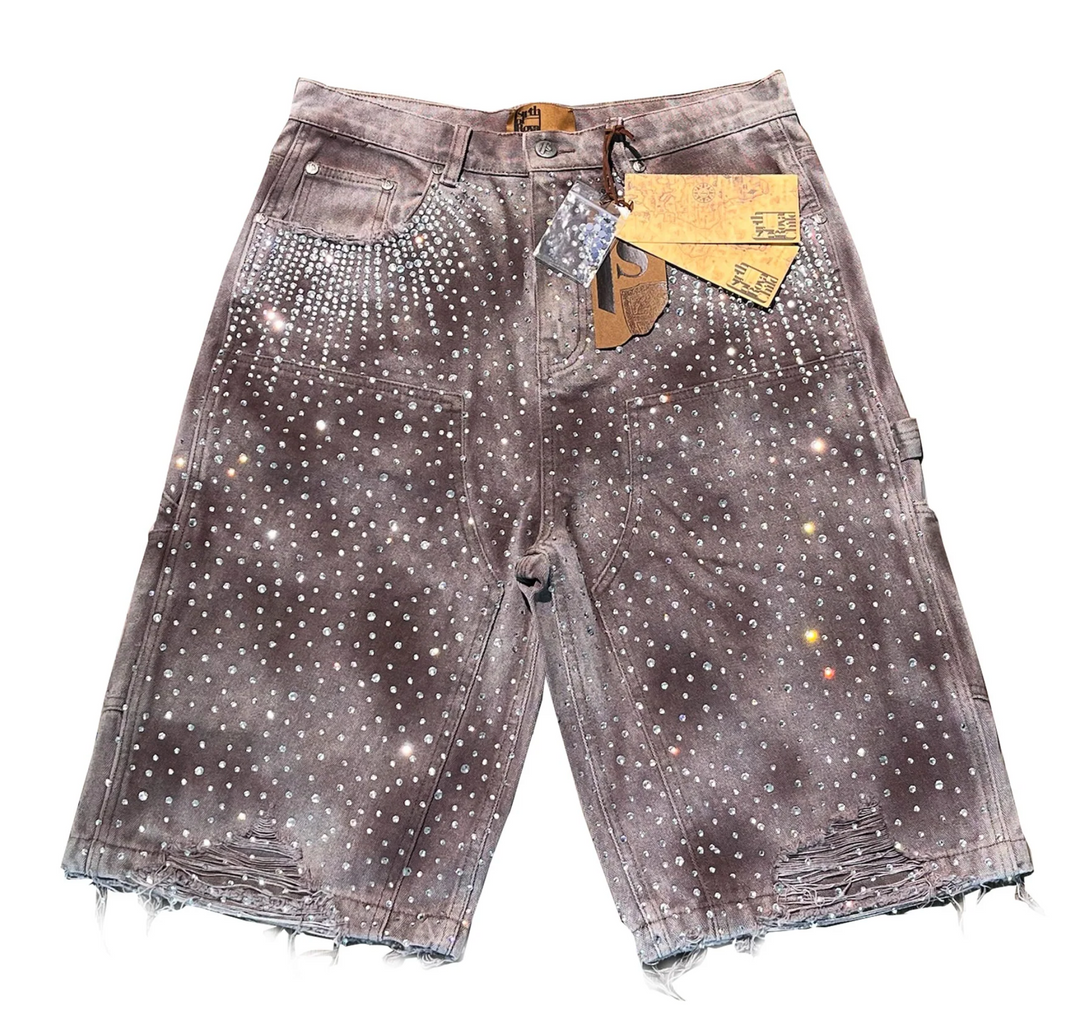 Birth Of Royal Child 'Washed Brown' Diamond Jean Shorts