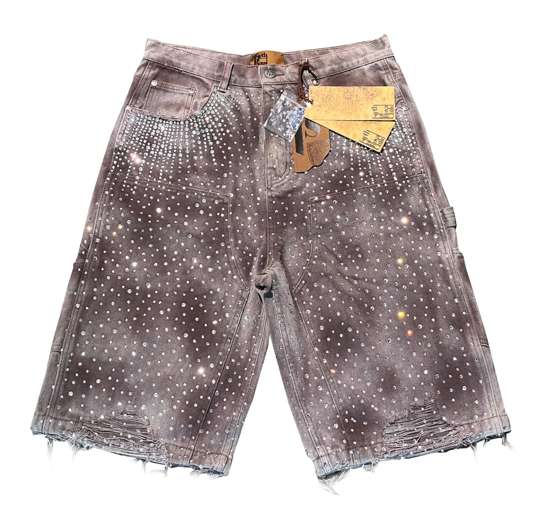 Birth Of Royal Child 'Washed Brown' Diamond Jean Shorts