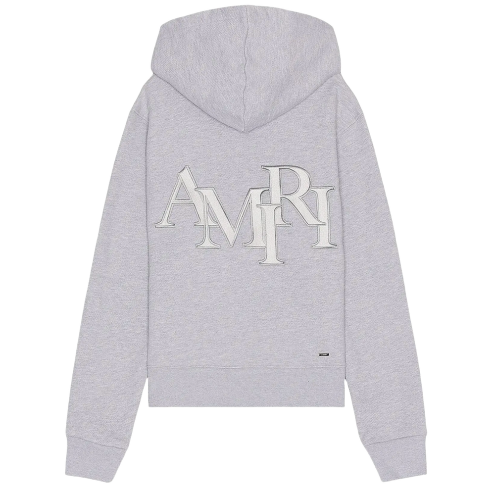 Amiri 'Staggered Logo' Heather Grey Hoodie