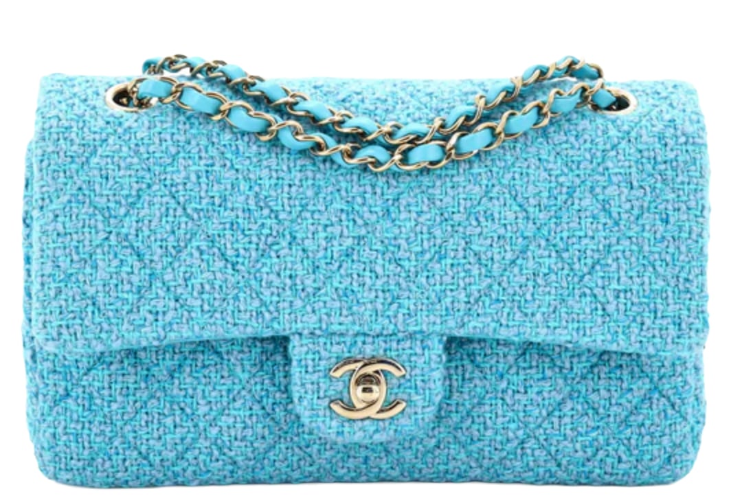 Chanel 22K Quilted Tweed Classic Medium Double Flap Bag