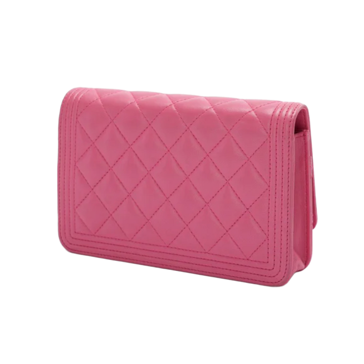 Chanel 'Boy Wallet on Chain' Quilted Lambskin Light Pink