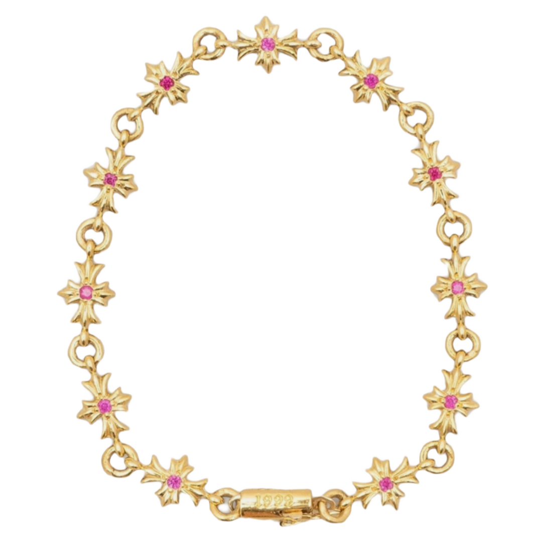 Chrome Hearts '22k Gold' Ruby Emerald Bracelet