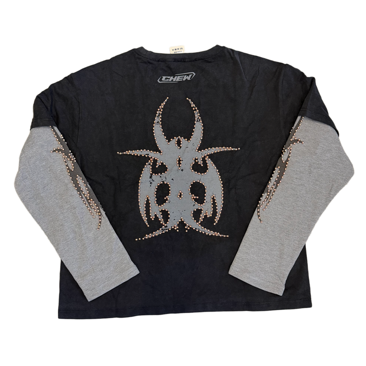 Chew Forever 'Black and Grey' Rose Studded Longsleeve