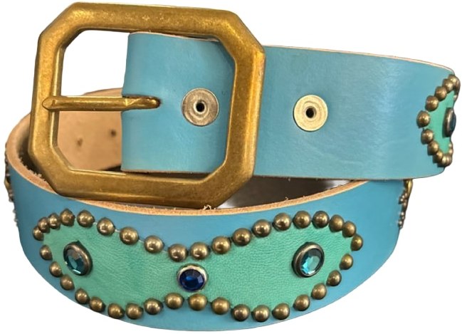 Studded 'Blue Gem/Leather' Blue Belt