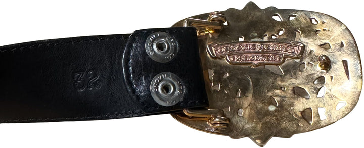 Chrome Hearts 'Cross Cemetery' Bronze Buckle Black Belt