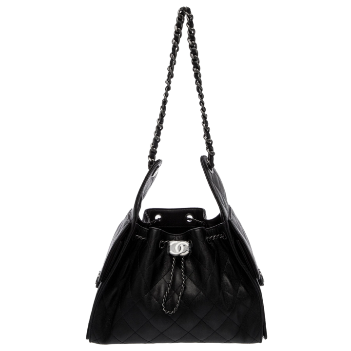 Chanel 'Black' Caviar Quilted Leather 25 Hobo Bag