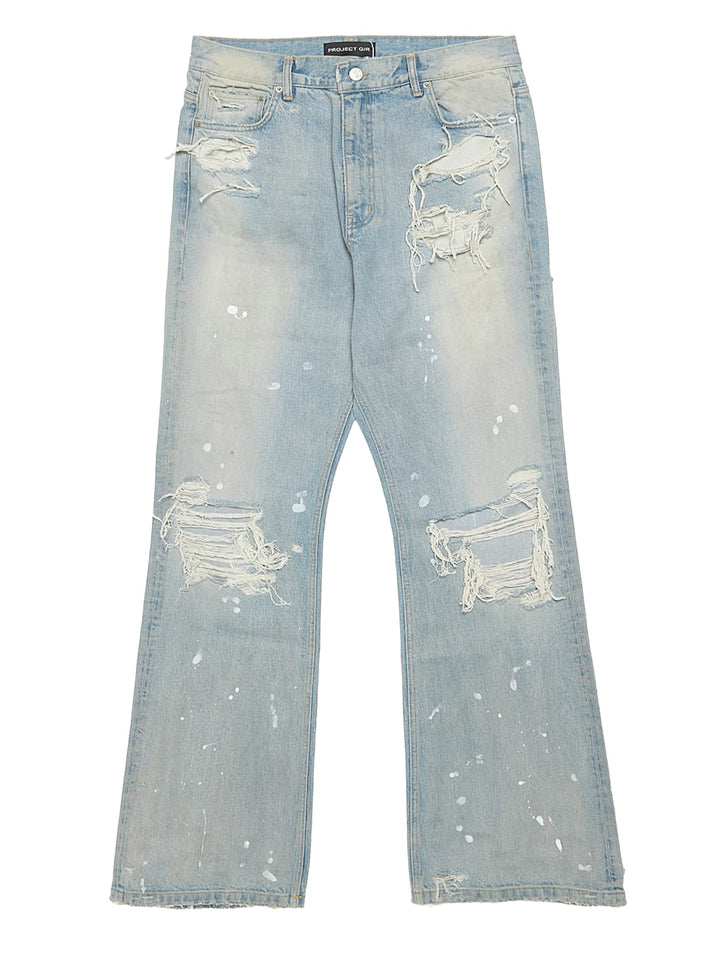 Project G/R 'Light Blue' Distressed Flare Jeans