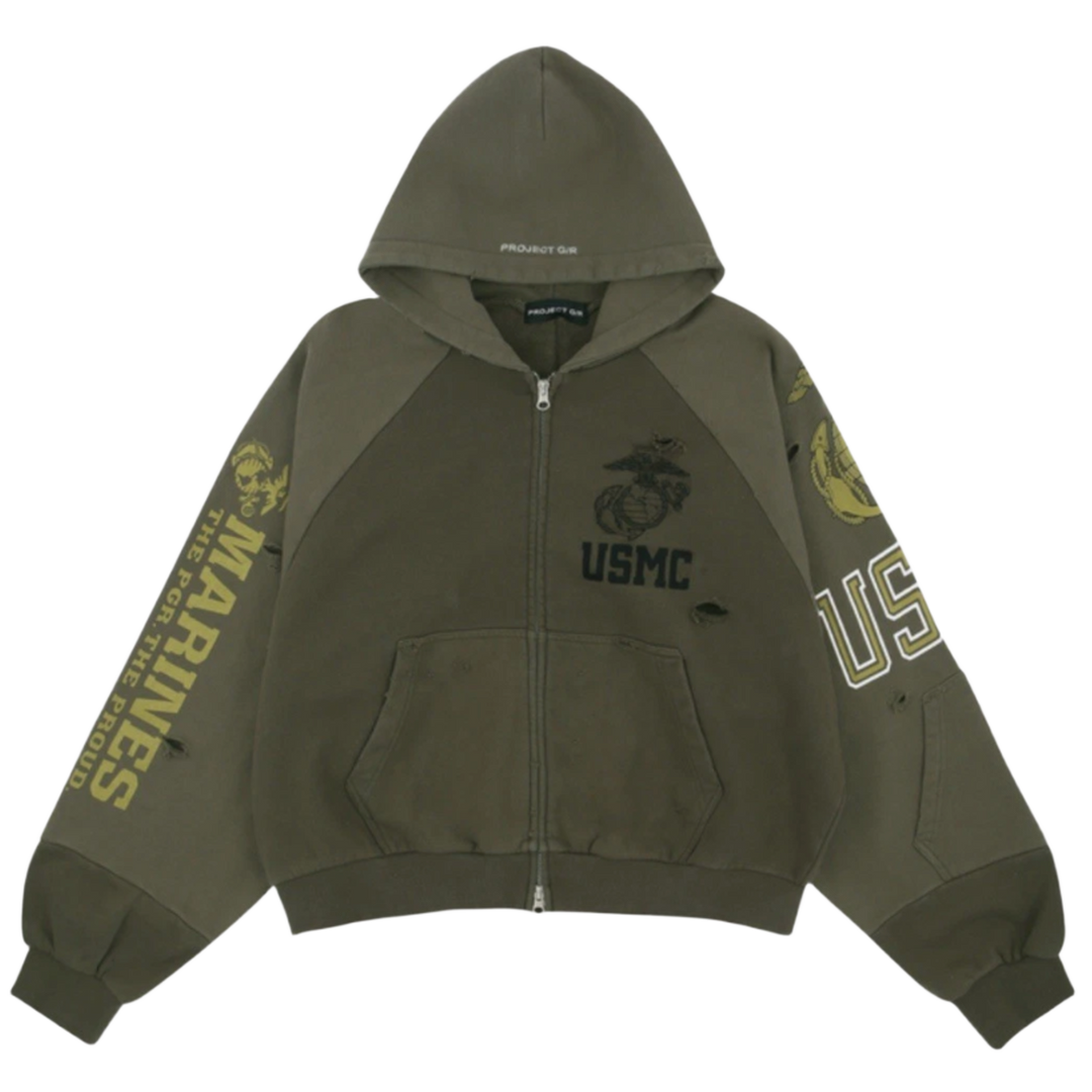 Project G/R 'Marines USMC' Reconstructed Zip-Up Jacket
