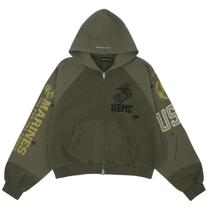 Project G/R 'Marines USMC' Reconstructed Zip-Up Jacket