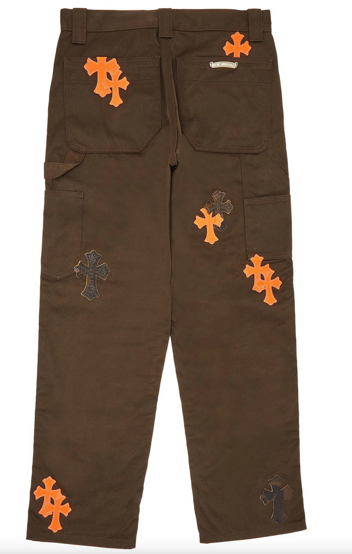 Chrome Hearts 'Orange' Cross Patch Brown Carpenter Pants