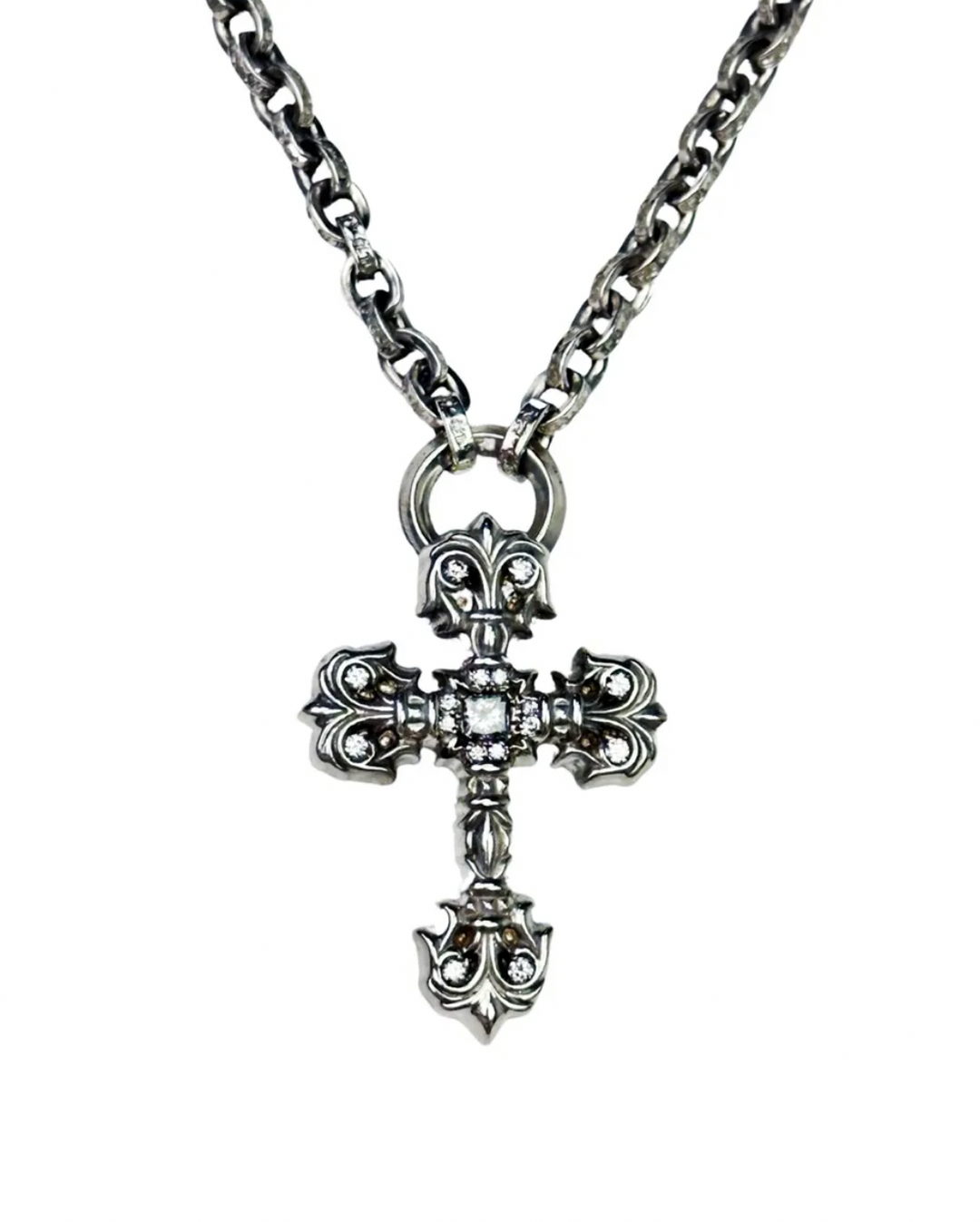 Chrome Hearts 'Diamond Filigree Cross' 24 in Paper Chain