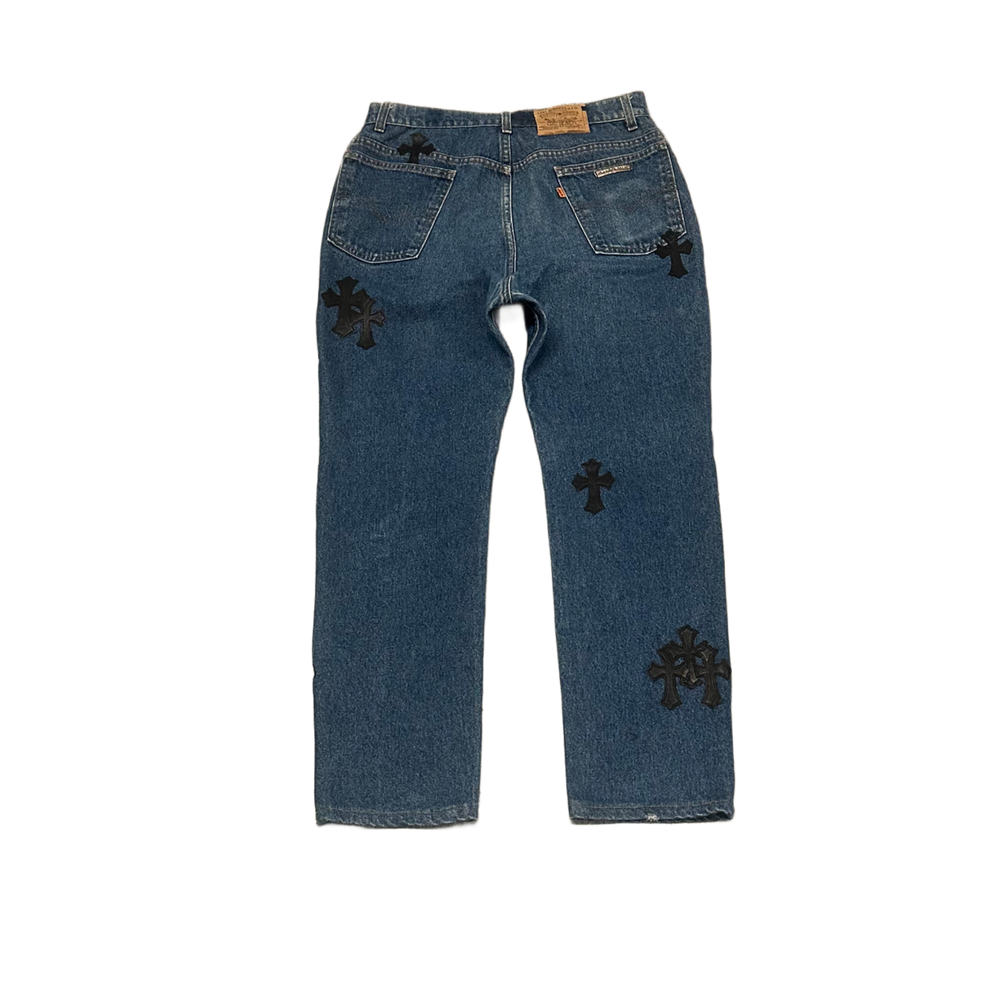 Chrome Hearts X Levi 'Blue' 19 Patch Orange Tab 517 Jeans