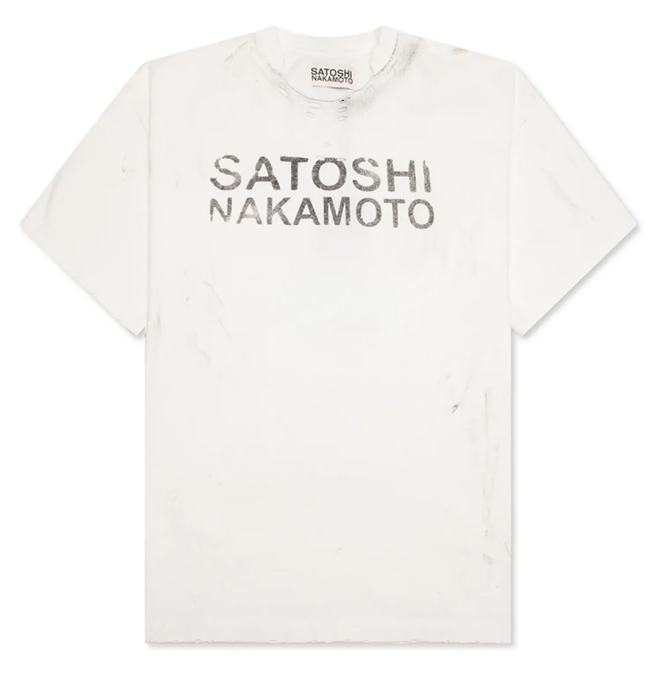 Satoshi Nakamoto Destroyed 'Luke' White Tee