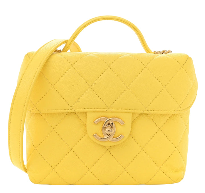 Chanel 23C Yellow Caviar Vanity Chain Shoulder Bag