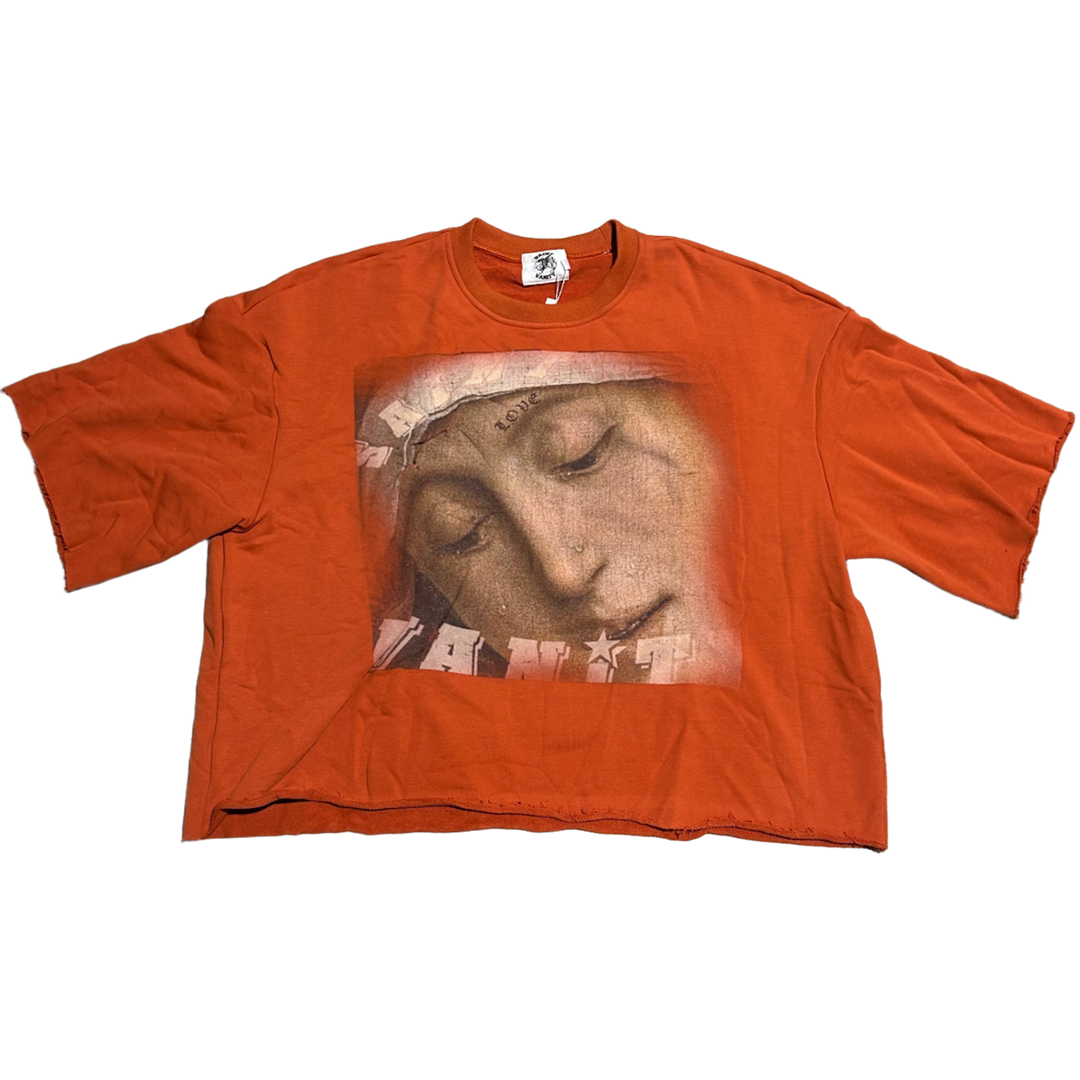 Saint Vanity 'Orange' Love Saint Cropped Crewneck