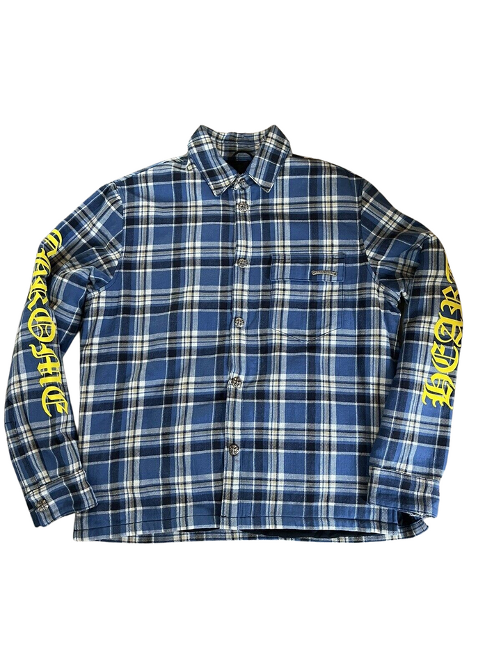 Chrome Hearts 'Yellow Logo' Blue Plaid Flannel Jacket