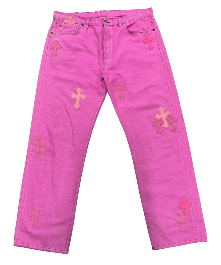 Chrome Hearts 'Sex Records' Cross Patch Pink Levi’s Jeans