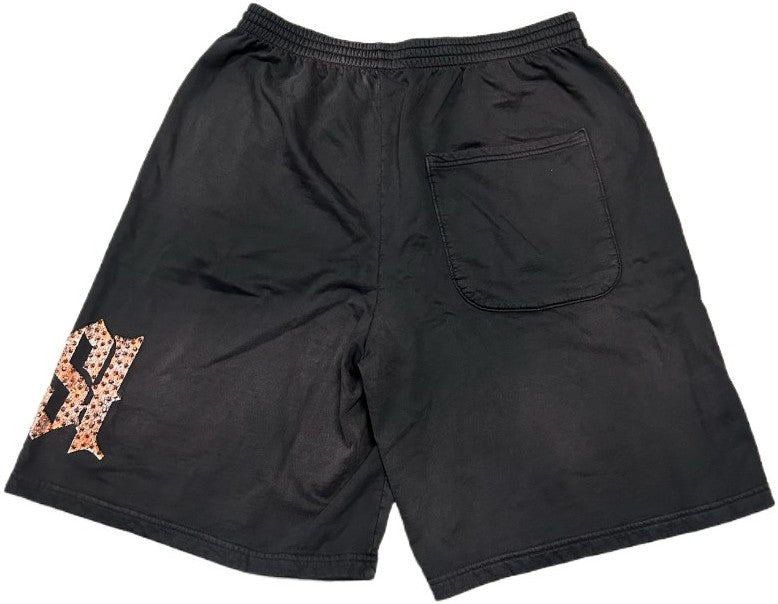 Bossi 'Orange Dragon' Faded Rhinestone Sweatshorts