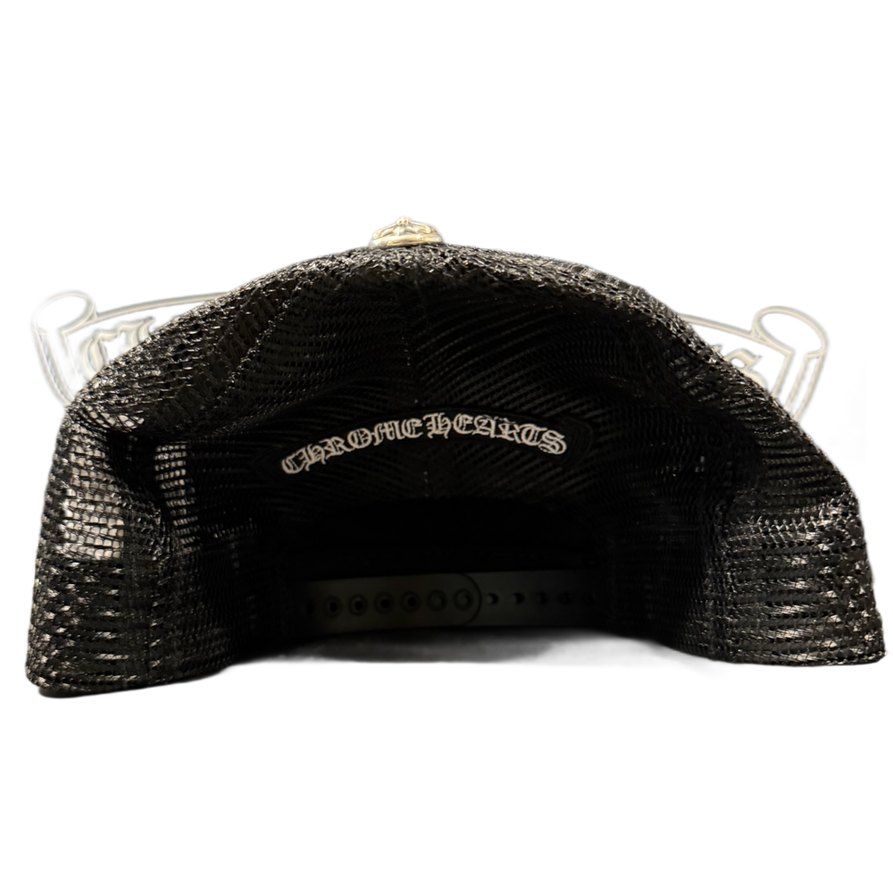 Chrome Hearts 'Fuck' White Leather Patch Trucker Hat