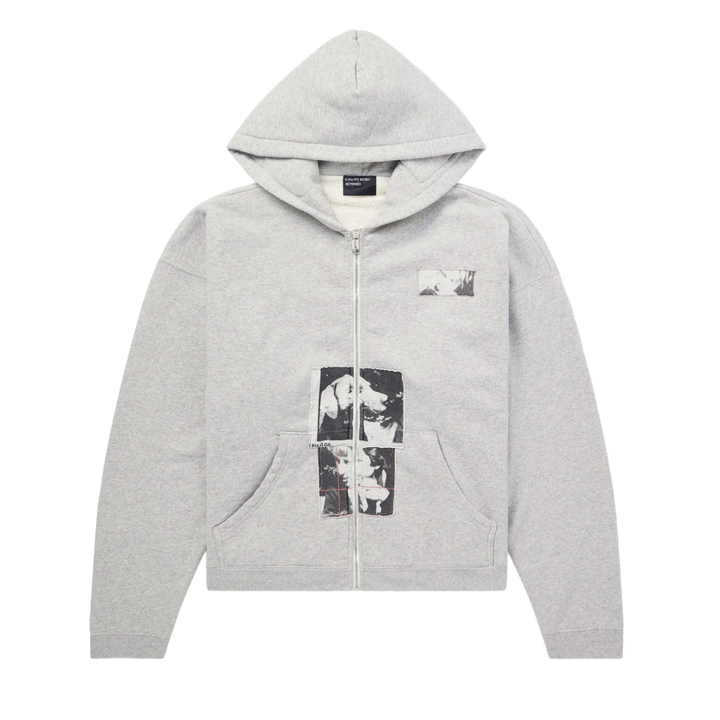 Enfants Riches Déprimés 'Appliquéd' Grey Cotton Zip Up Hoodie
