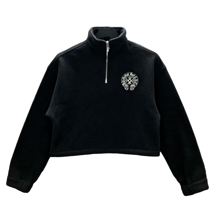 Chrome Hearts 'Horseshoe' Fleece Half Zip Cropped Sweatshirt
