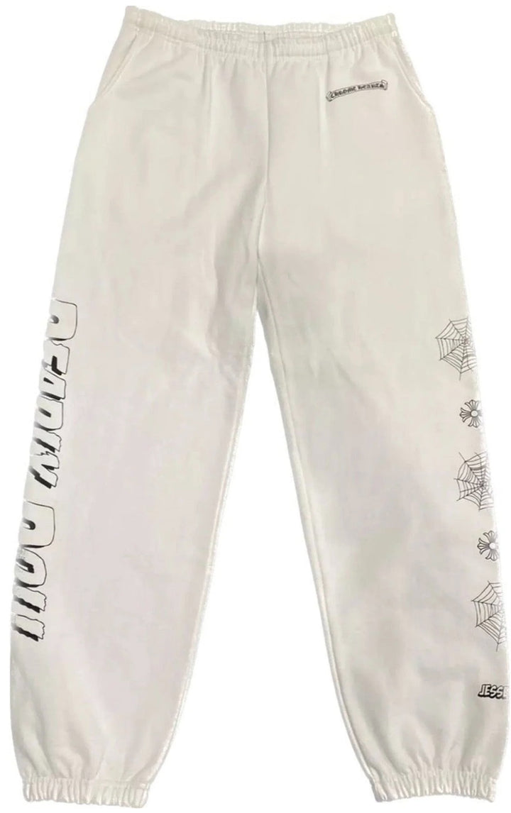 Chrome Hearts Deadly Doll 'Spiderweb' White Sweatpants