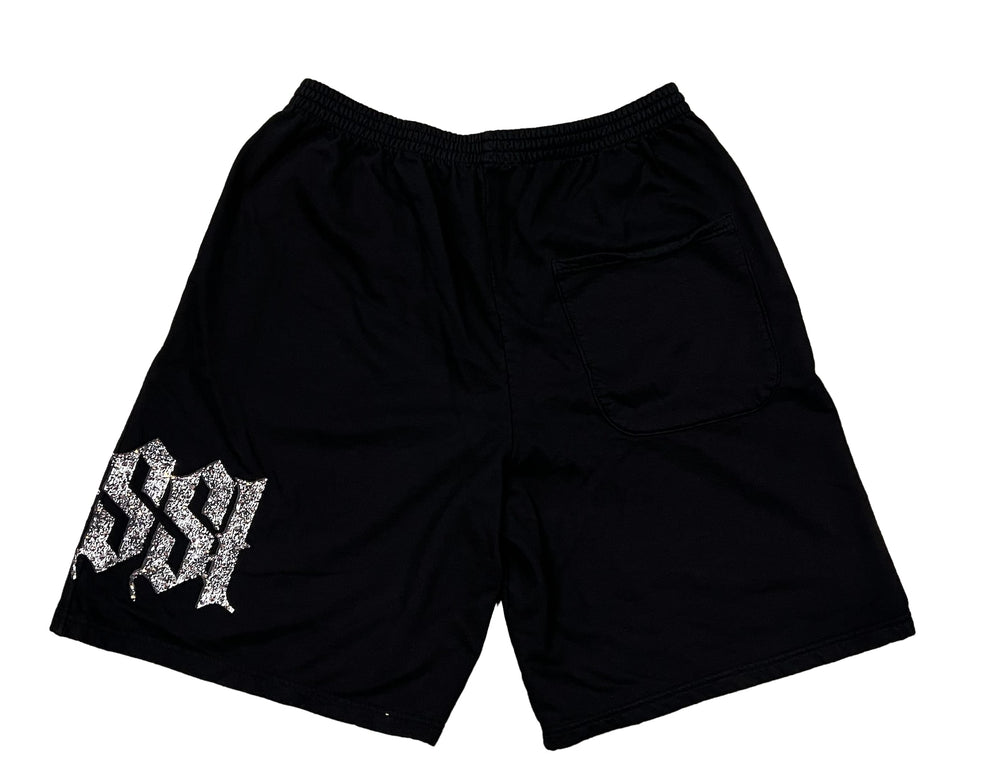 Bossi 'Black and White' Rhinestone Sweat Shorts