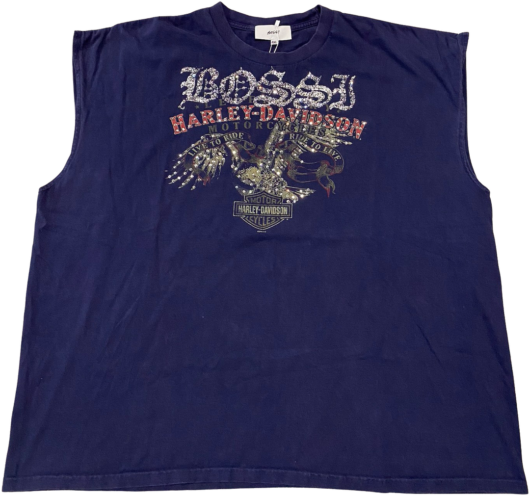 Bossi 'Live To Ride' Harley Davidson Cutoff Tee