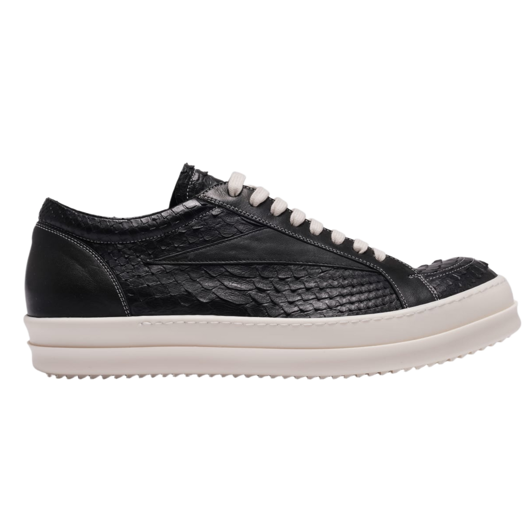 Rick Owens 'Black/Milk' Embossed Python Vintage Sneaks
