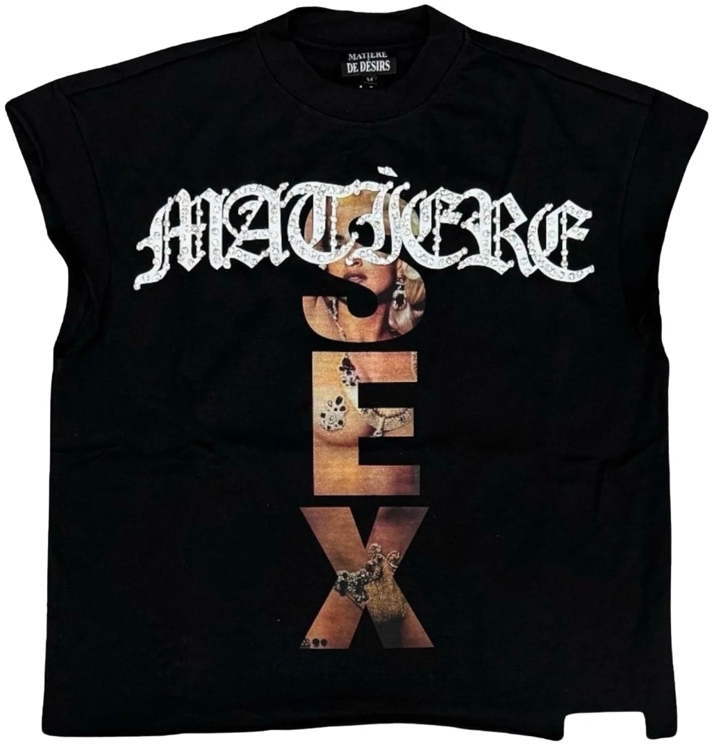 Matière De Dèsirs 'Madonna' Black Cutoff Tee