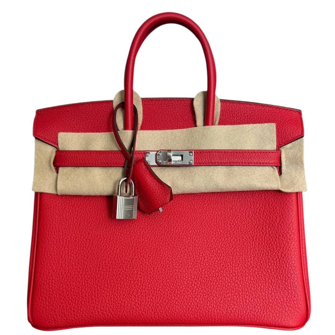 Hermes 'Rouge' Palladium Hardware Togo Birkin 25