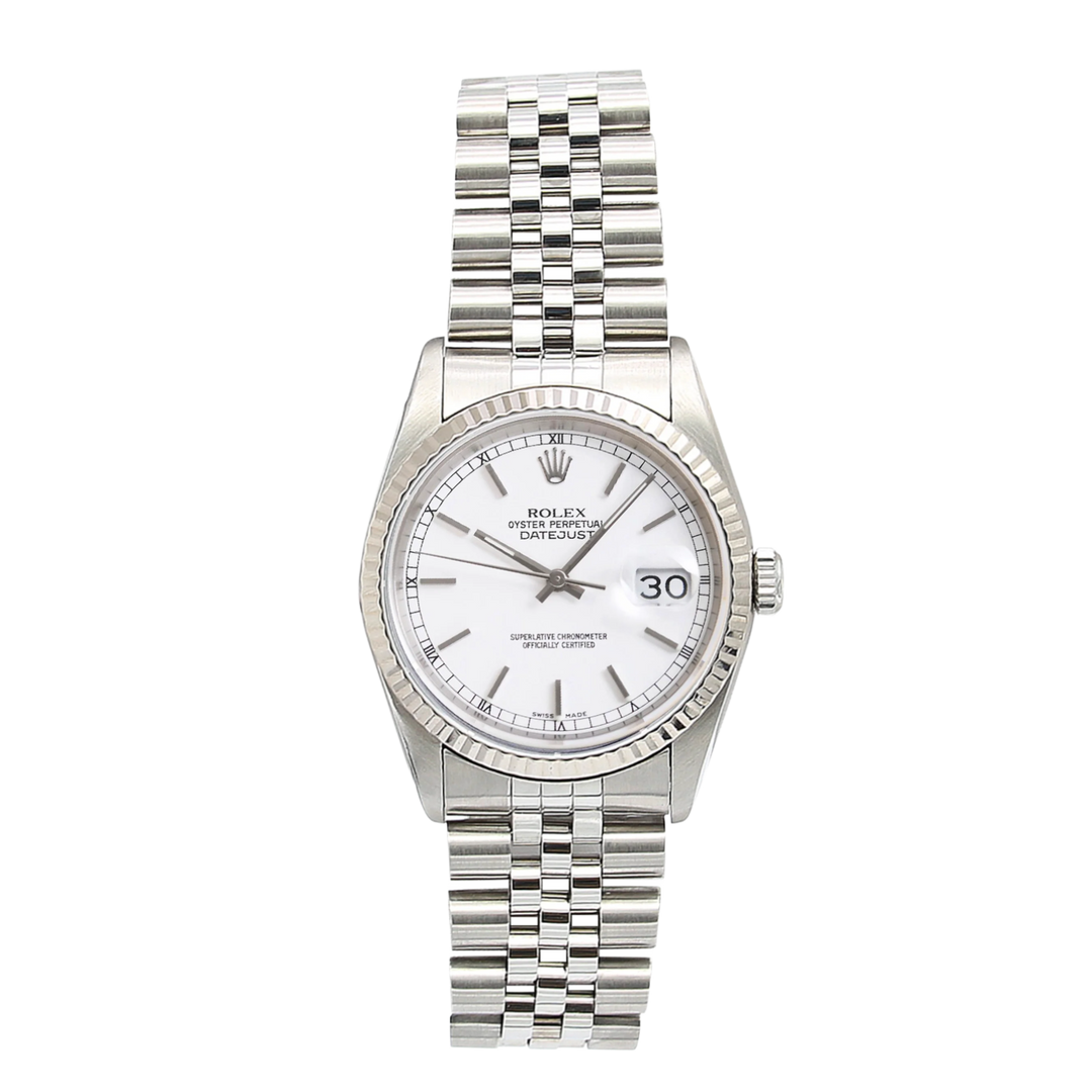 Rolex Datejust 'Silver Stick Roman Dial' 36 Jubilee Bracelet Watch 16234