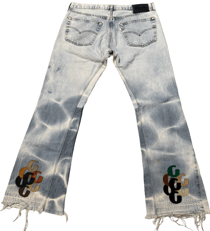 Gallery Dept 'Blue Sunfaded' G Patch Light Wash Flare Jeans