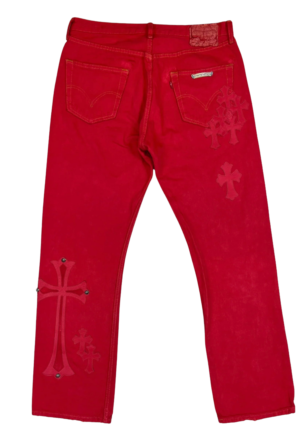 Chrome Hearts '16 Patch' Red Jeans