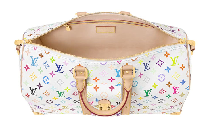 Louis Vuitton x Takashi Murakami 'White Multicolor' Keepall Bandouliere 45 Duffle Bag
