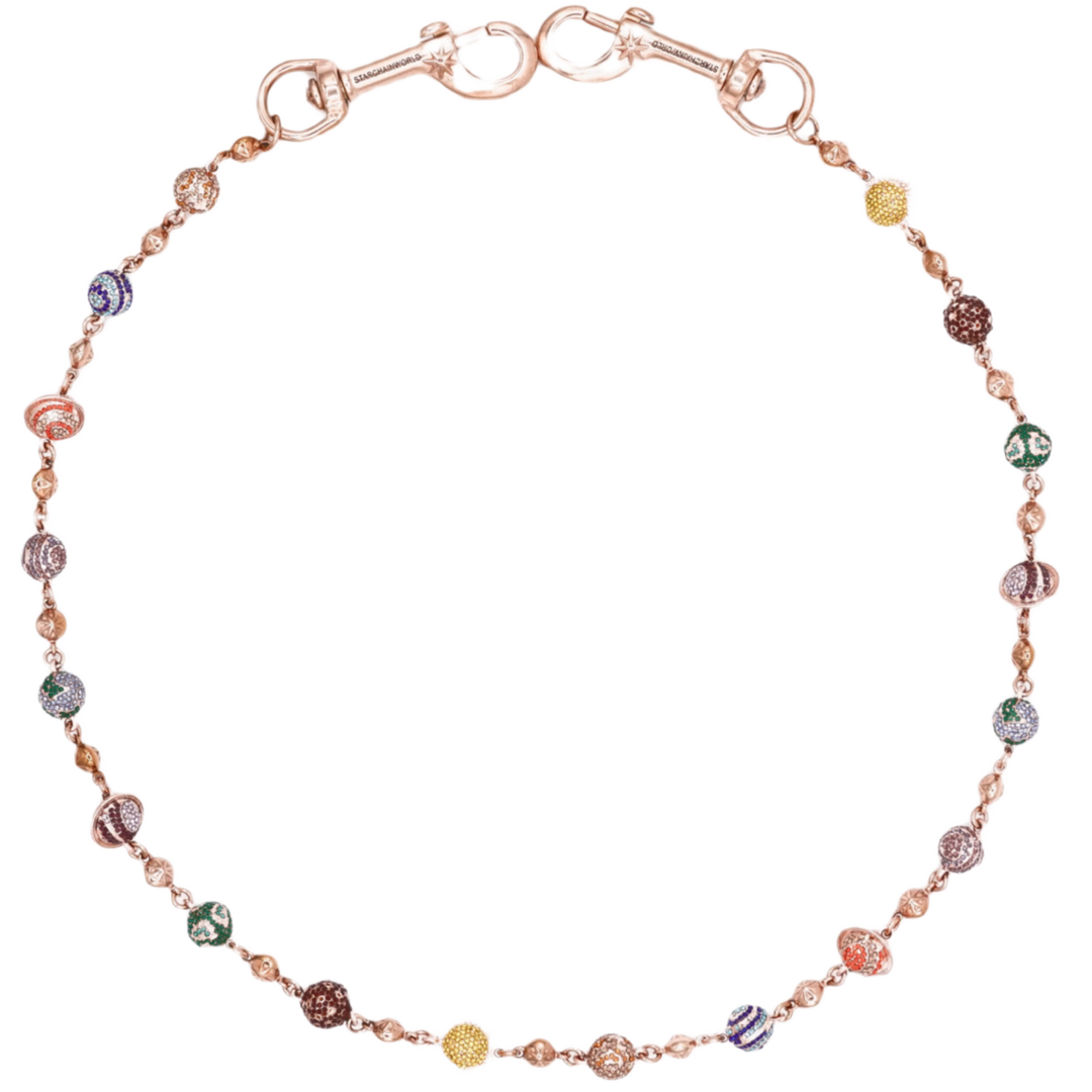 Starchain World 'Rose Gold' Small Planets Wallet Chain
