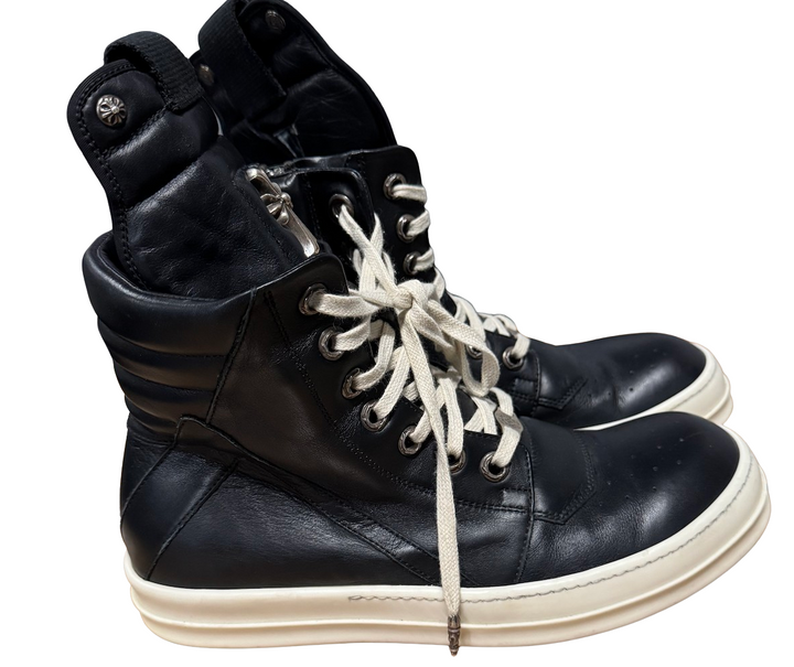 Chrome Hearts x Rick Owens 'Black' Leather Geobasket Sneakers