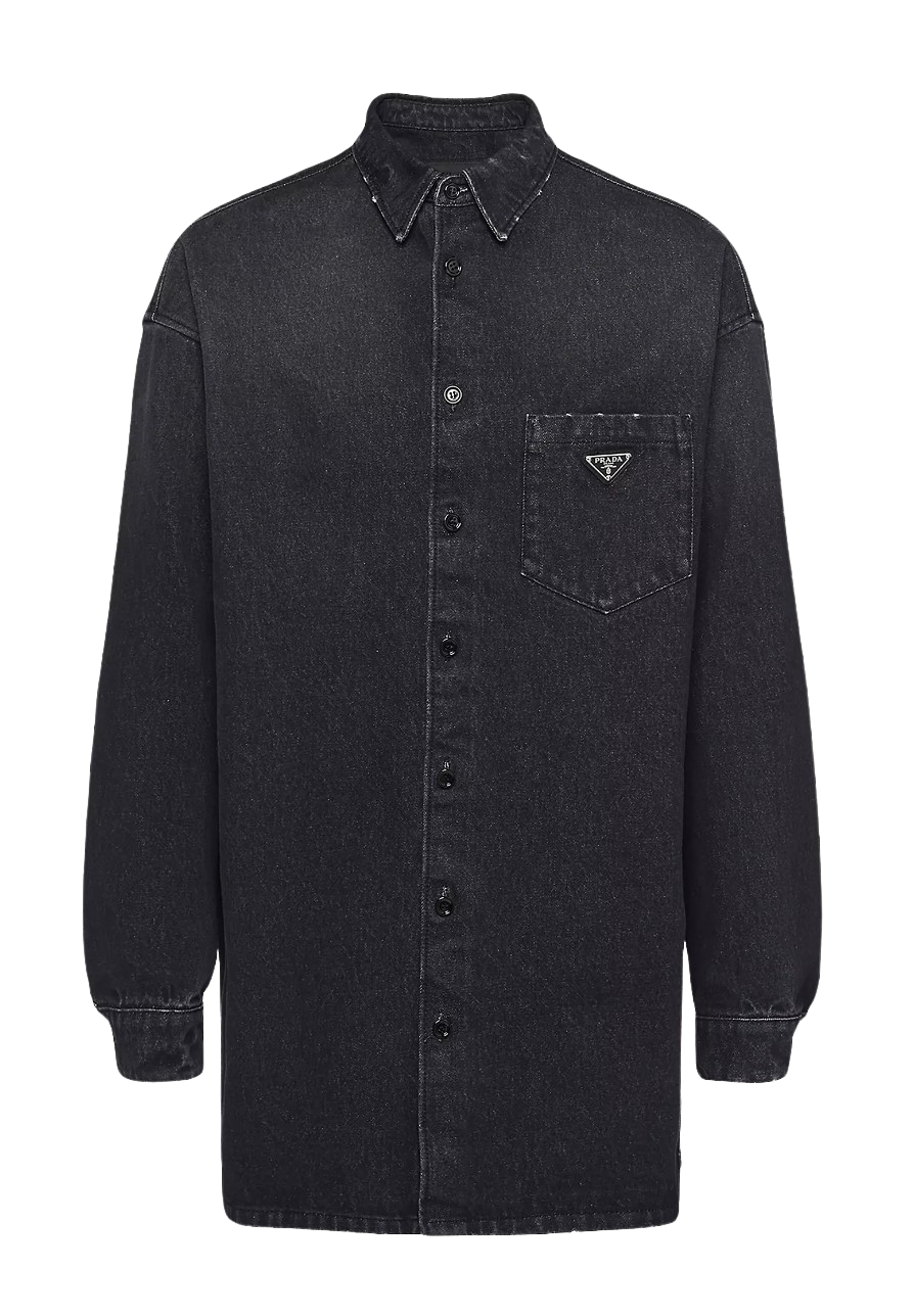 Prada 'Logo' Washed Black Denim Shirt