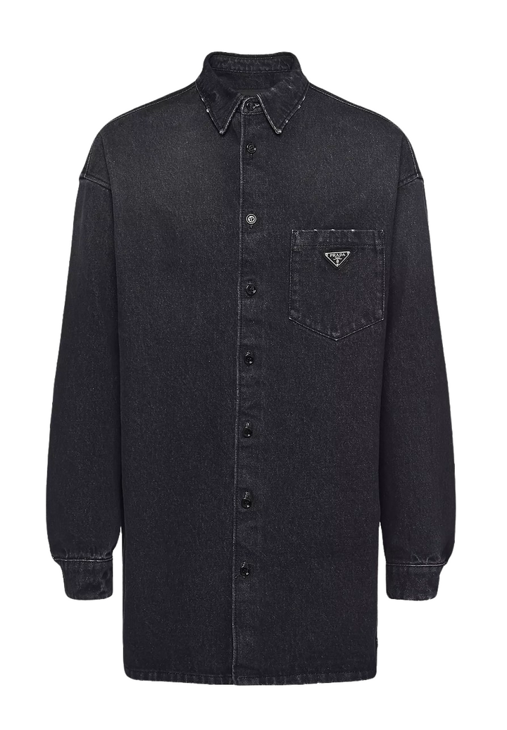 Prada 'Logo' Washed Black Denim Shirt