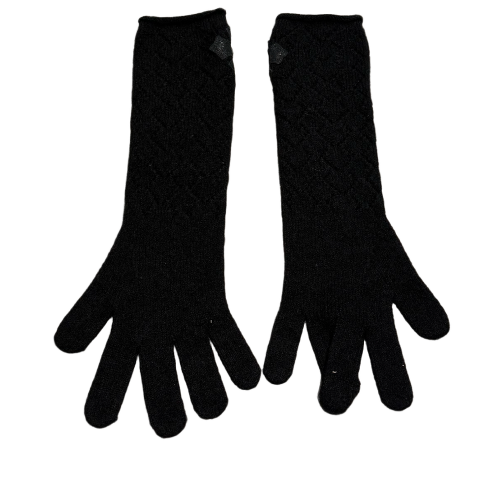 Chrome Hearts 'Cross Patch Silver Lace Long Gloves