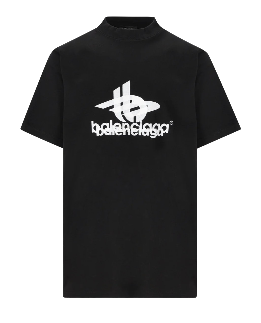 Balenciaga 'Layered Logo' Black Mock Neck Shirt