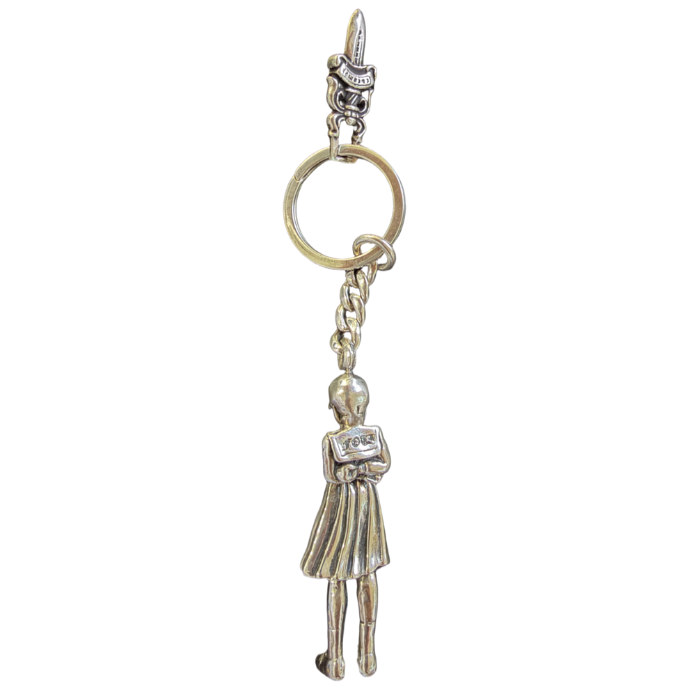 Chrome Hearts FOTI 'Skippy Skull Schoolgirl' Dagger Pendant Silver Keychain