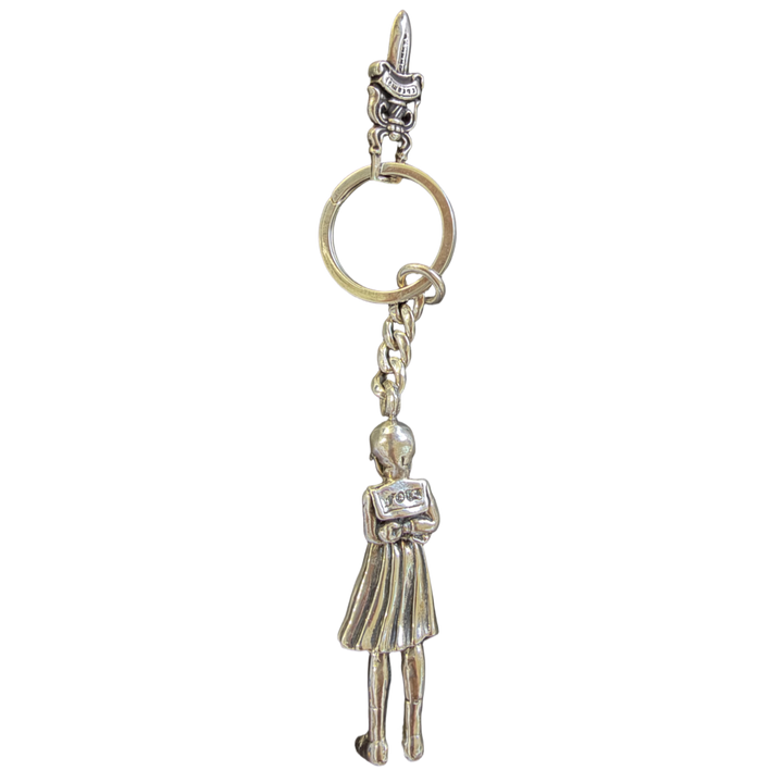Chrome Hearts FOTI 'Skippy Skull Schoolgirl' Dagger Pendant Silver Keychain