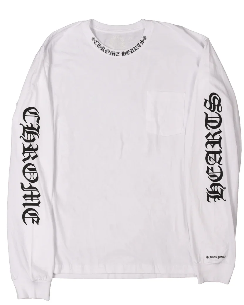 Chrome Hearts 'Neck Logo' White Longsleeve Pocket Tee