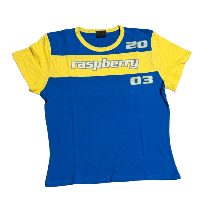 Gold+Vintage Gallery Raspberry Hills 'Blue and Yellow' Womens Tee